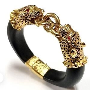 Elegant Gold and Black Panther Bracelet